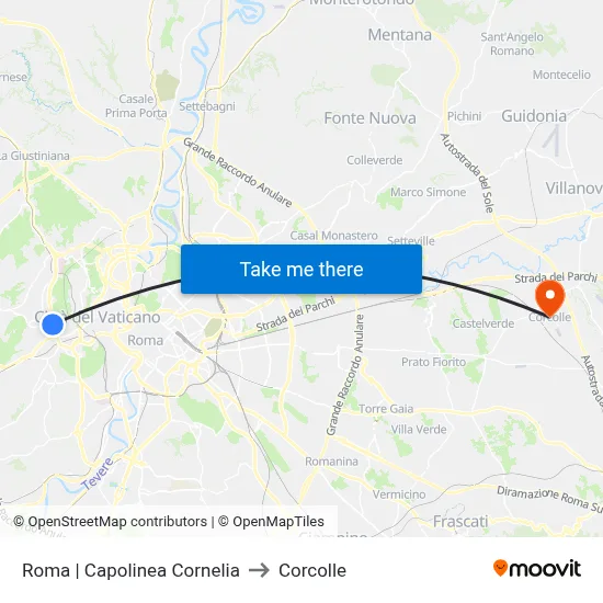Rome | Cornelia Terminal to Corcolle map