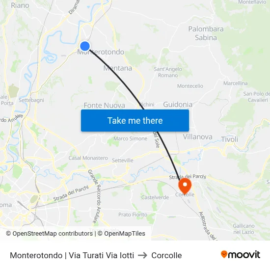 Monterotondo | Turati Street Iotti Street to Corcolle map