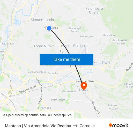 Mentana | Amendola Street Reatina Street to Corcolle map