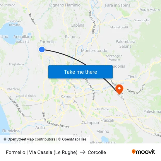 Formello | Cassia Road (Le Rughe) to Corcolle map