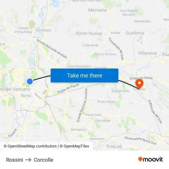 Rossini to Corcolle map