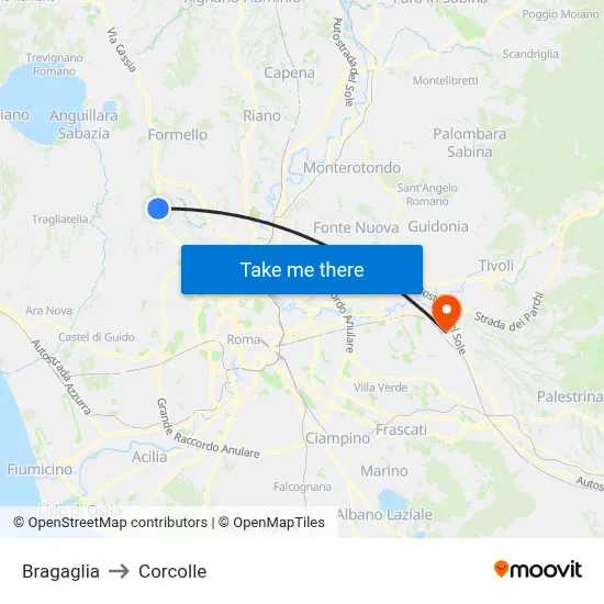 Bragaglia to Corcolle map