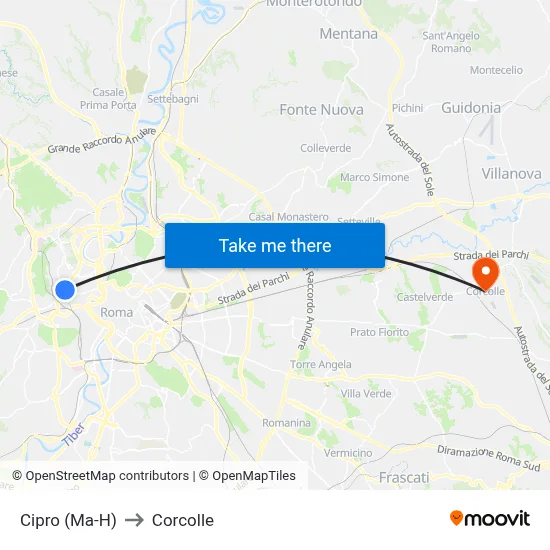 Cipro (Ma-H) to Corcolle map