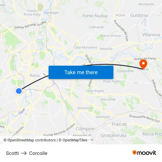 Scotti to Corcolle map