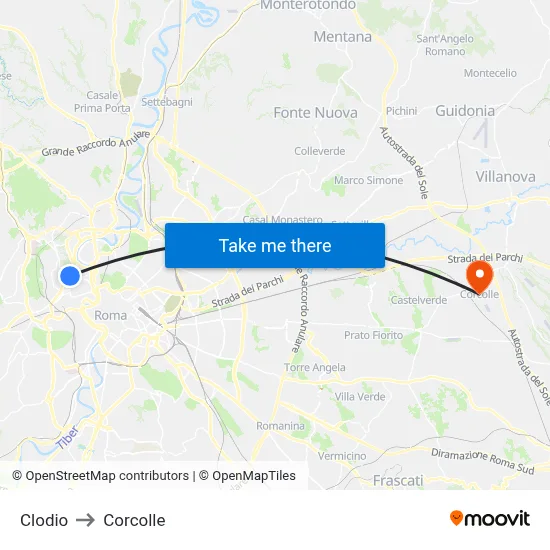 Clodio to Corcolle map