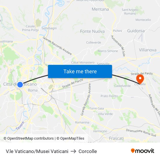 V.le Vaticano/Musei Vaticani to Corcolle map