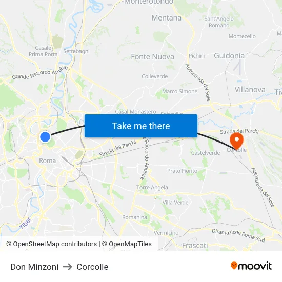 Don Minzoni to Corcolle map