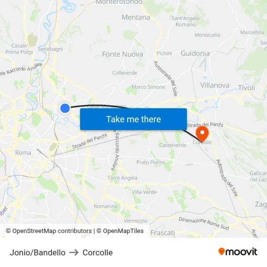 Jonio/Bandello to Corcolle map