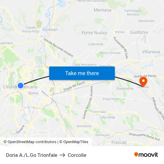 Doria A./Trionfale Square to Corcolle map