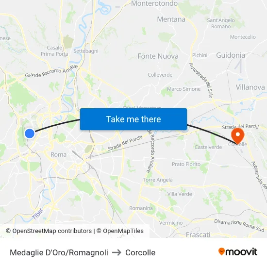 Medaglie D'Oro/Romagnoli to Corcolle map