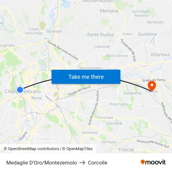 Gold Medals/Montezemolo to Corcolle map