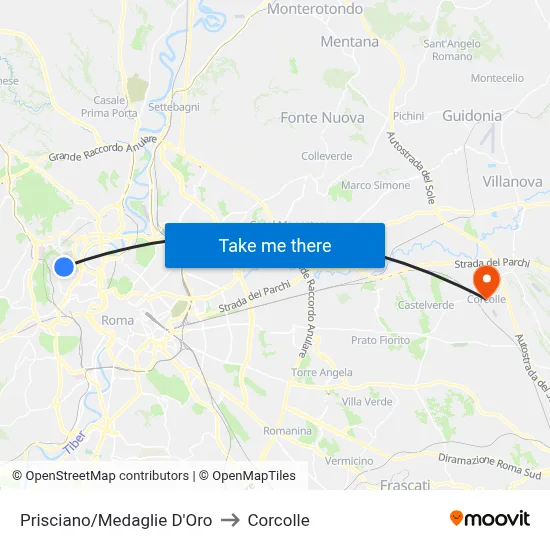 Prisciano/Gold Medals to Corcolle map