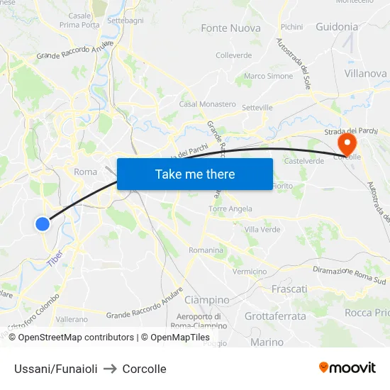 Ussani/Funaioli to Corcolle map