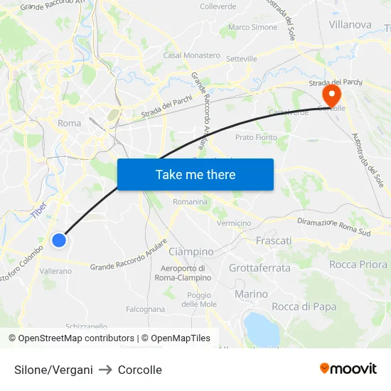 Silone/Vergani to Corcolle map