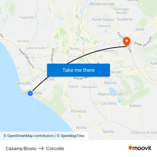 Casana/Bosio to Corcolle map