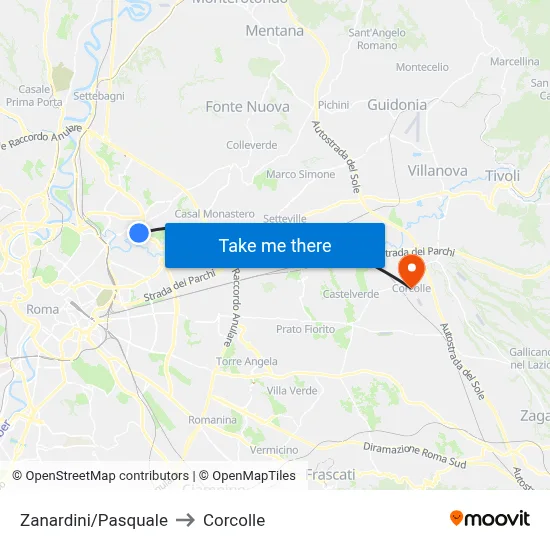 Zanardini/Pasquale to Corcolle map