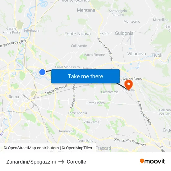 Zanardini/Spegazzini to Corcolle map