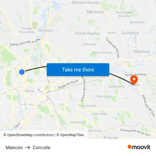 Mancini to Corcolle map