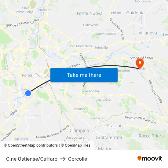Ostiense Circle/Caffaro to Corcolle map