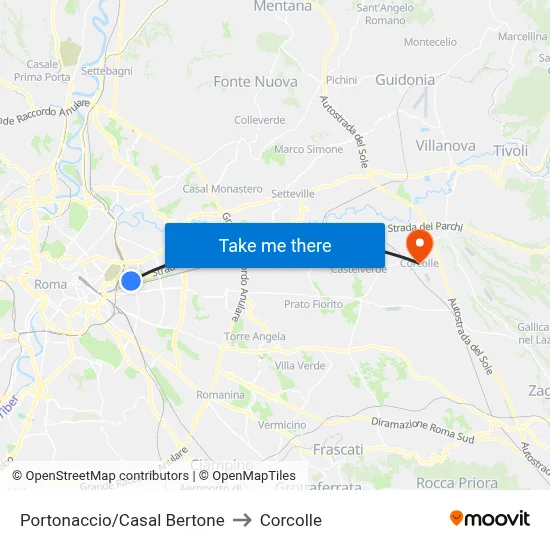 Portonaccio/Casal Bertone to Corcolle map