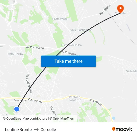 Lentini/Bronte to Corcolle map