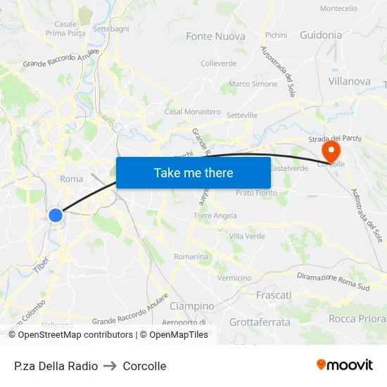 Radio Square to Corcolle map