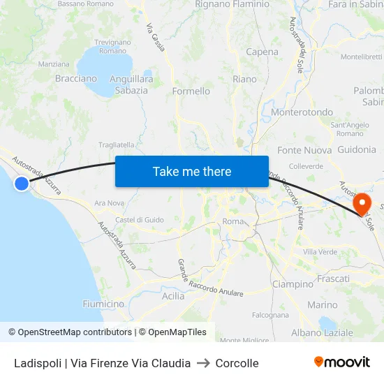 Ladispoli | Florence Street Via Claudia to Corcolle map