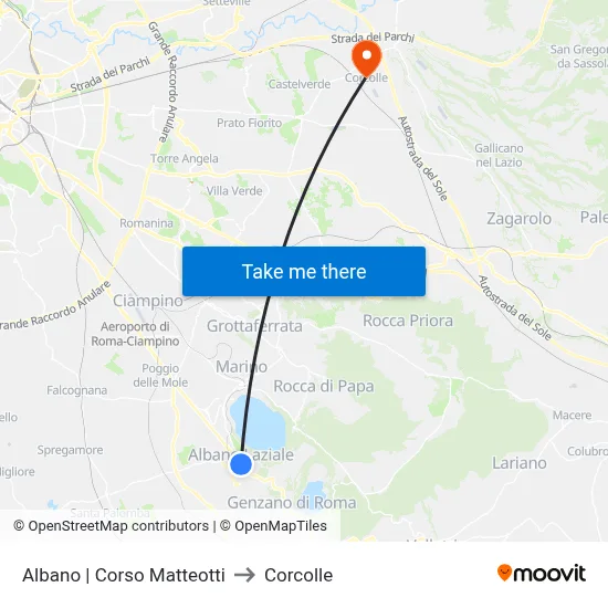 Albano | Matteotti Avenue to Corcolle map
