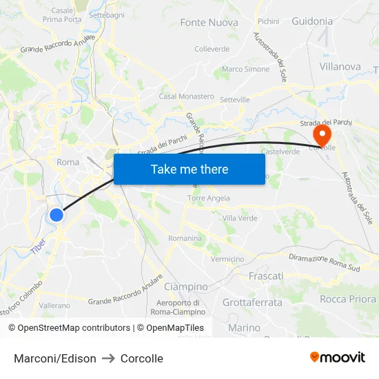 Marconi/Edison to Corcolle map