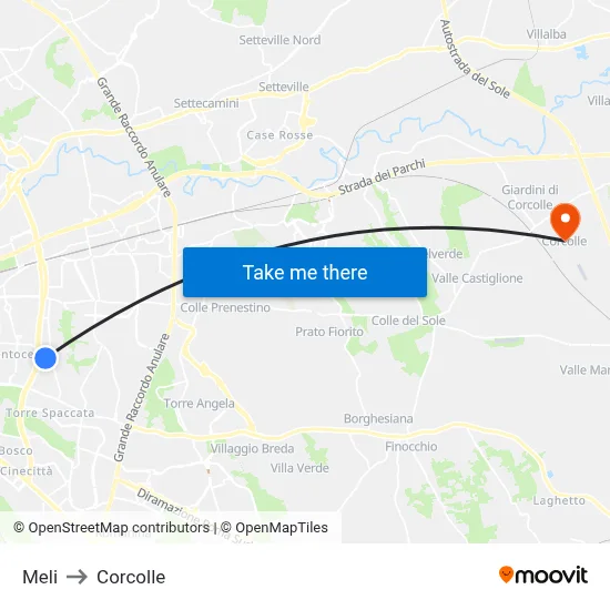 Meli to Corcolle map