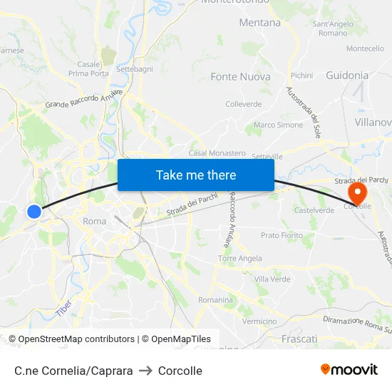 Cornelia Circle/Caprara to Corcolle map