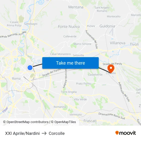 XXI April/Nardini to Corcolle map