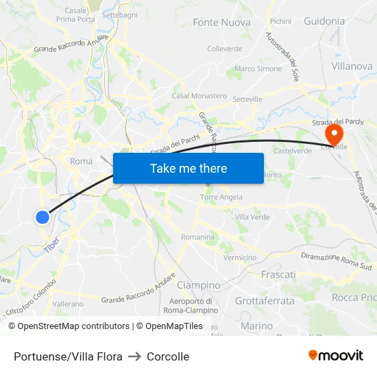 Portuense/Villa Flora to Corcolle map