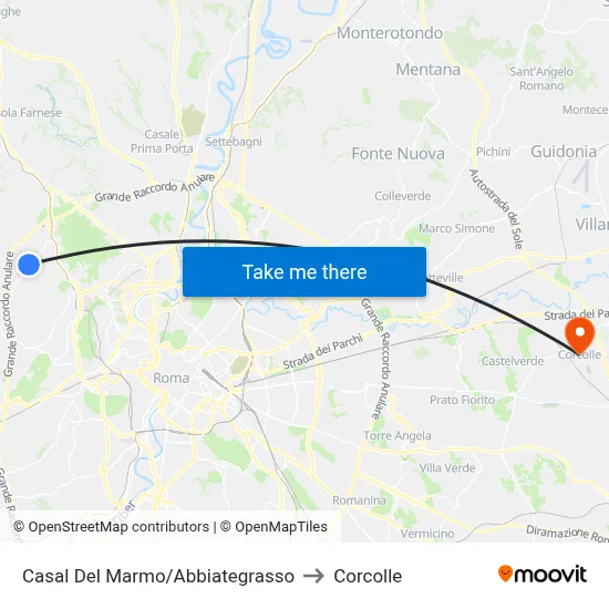 Casal Del Marmo/Abbiategrasso to Corcolle map