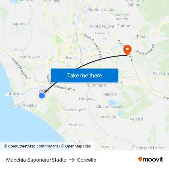 Macchia Saponara/Stadium to Corcolle map