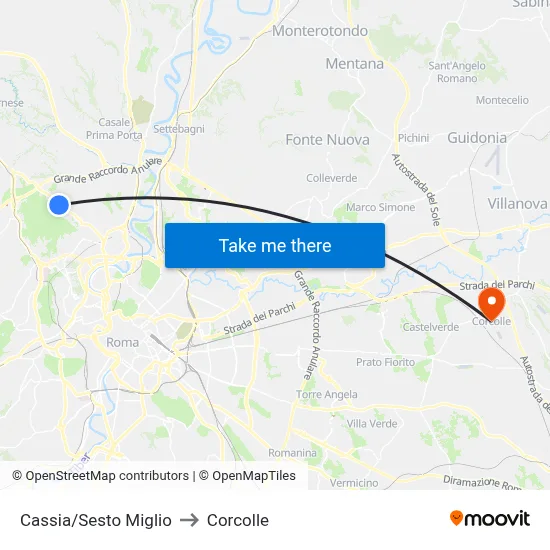 Cassia/Sixth Mile to Corcolle map