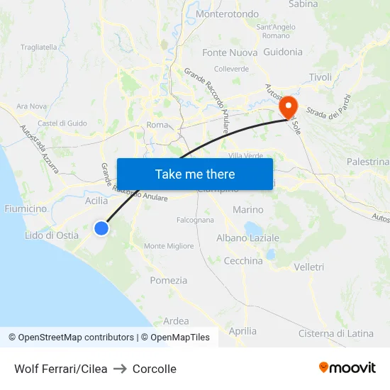 Wolf Ferrari/Cilea to Corcolle map