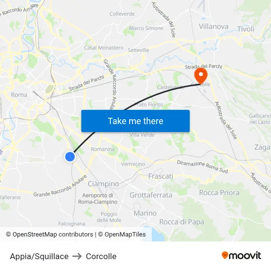 Appia/Squillace to Corcolle map