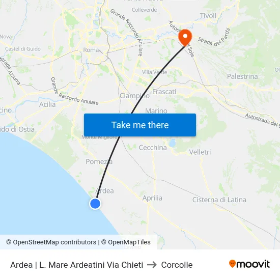 Ardea | Ardeatini Seafront Chieti Street to Corcolle map