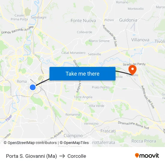 Porta San Giovanni (MA) to Corcolle map