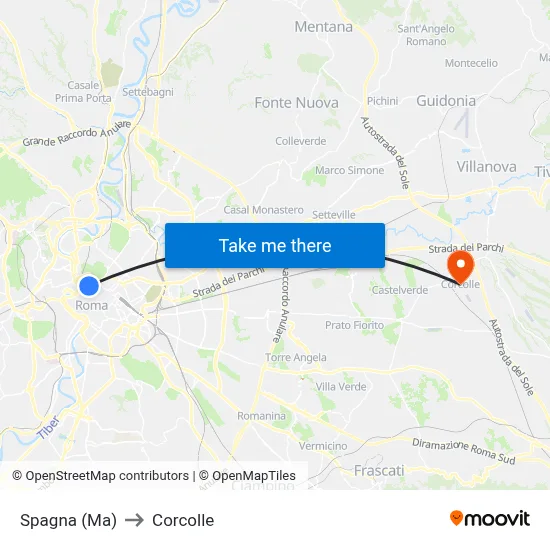 Spagna (Ma) to Corcolle map