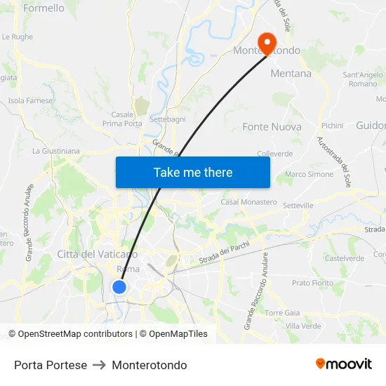 Porta Portese to Monterotondo map