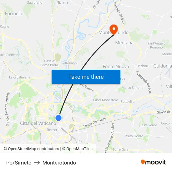Po/Simeto to Monterotondo map