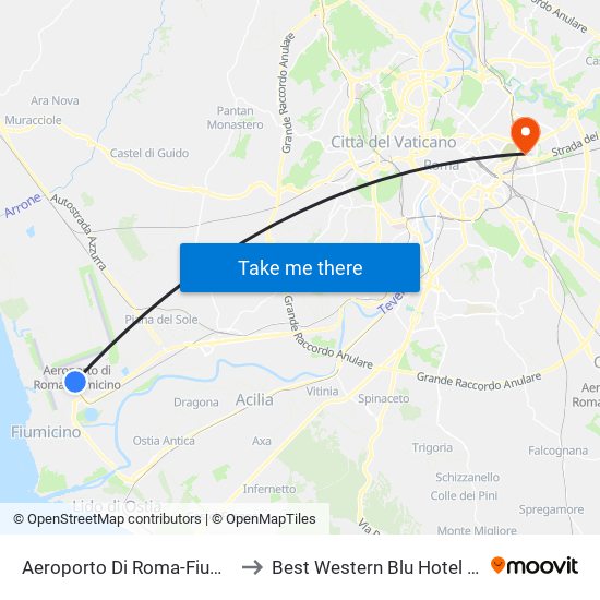 Aeroporto Di Roma-Fiumicino to Best Western Blu Hotel Roma map