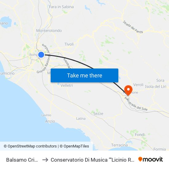 Balsamo Crivelli to Conservatorio Di Musica ""Licinio Refice"" map