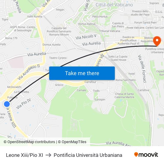 Leone Xiii/Pio XI to Pontificia Università Urbaniana map