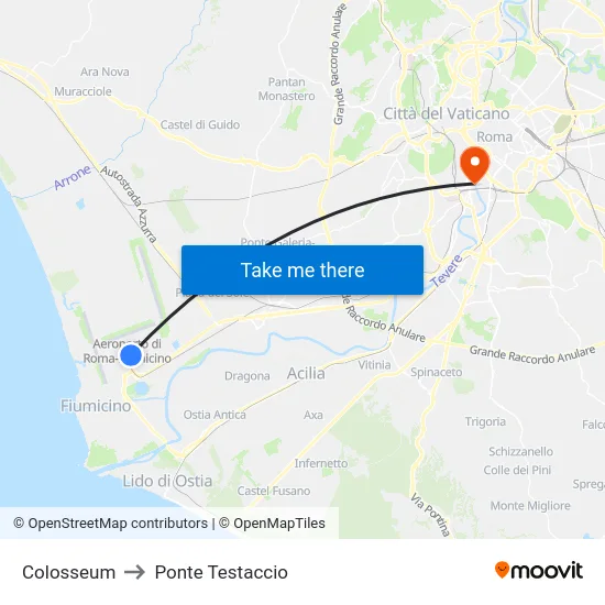 Colosseum to Testaccio Bridge map