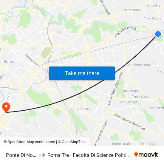 Ponte Di Nona to Roma Tre - Facoltà Di Scienze Politiche map