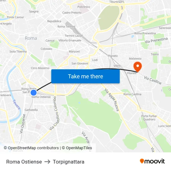 Roma Ostiense to Torpignattara map