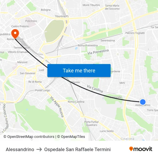 Alessandrino to Ospedale San Raffaele Termini map